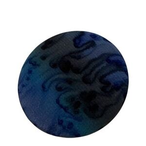 Vintage Fabric Button Brooch – Blue Swirl Brass Clip Back Women's Pin